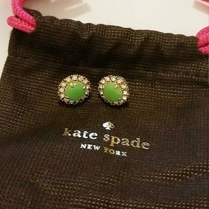 Kate Spade green & white crystals stud earrings